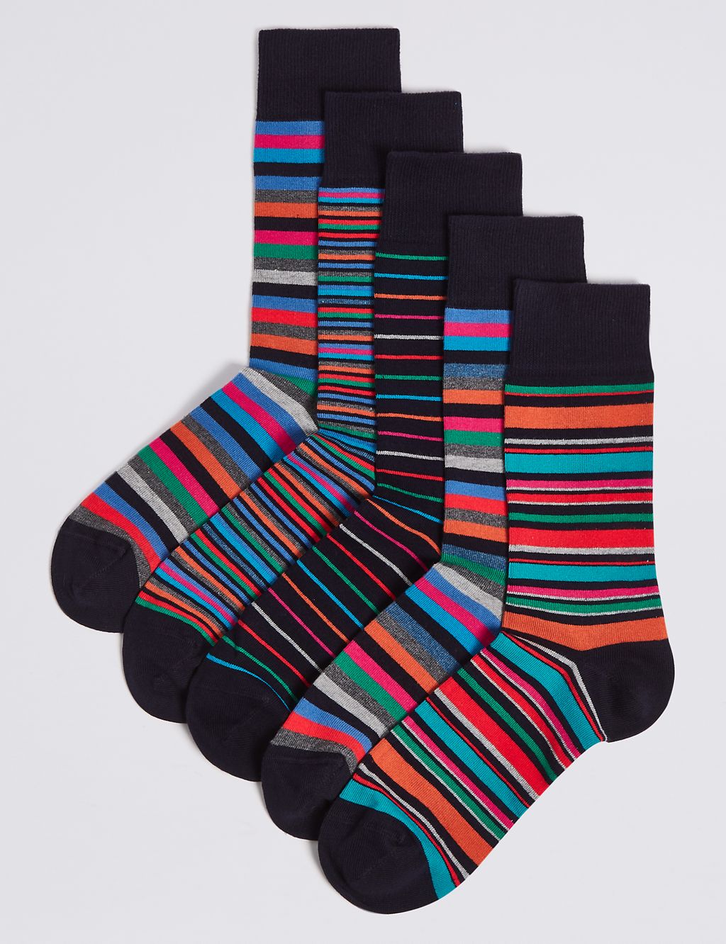 5 Pack Cool & Freshfeet™ Striped Socks 1 of 1
