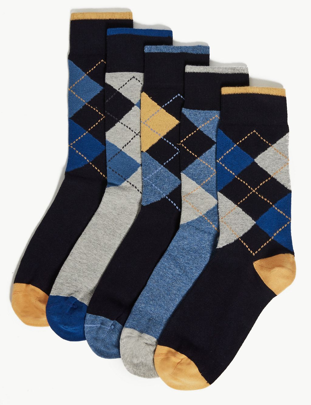 5 Pack Cotton Cool & Fresh™ Patterned Socks | M&S Collection | M&S