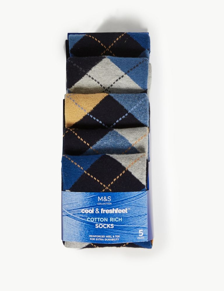5 Pack Cotton Cool & Fresh™ Patterned Socks 2 of 2