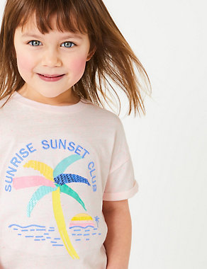5 Pack Cotton Palm Sunset T-Shirts (2-7 Yrs) Image 2 of 7