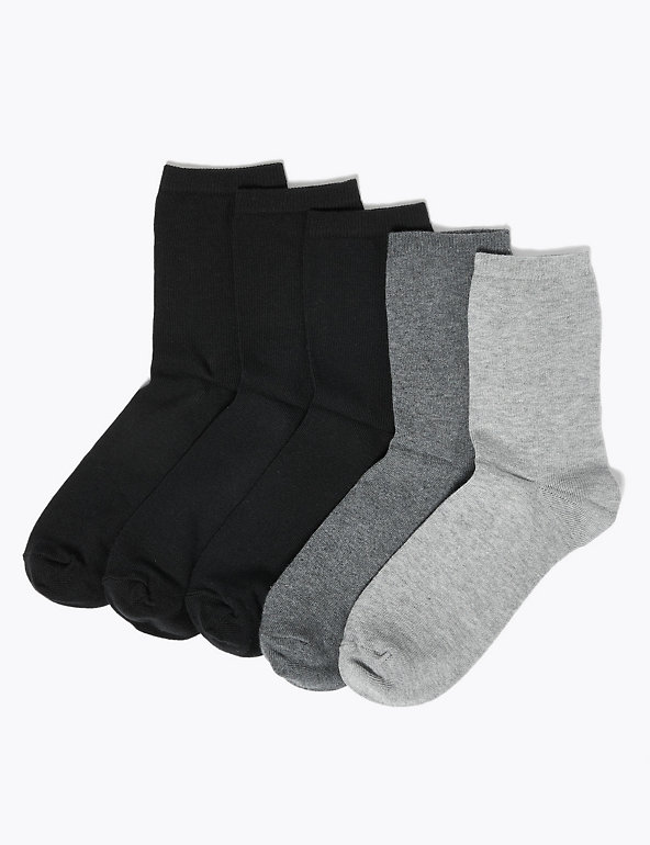 5 Pack Cotton Rich Ankle High Socks Image 1 of 2