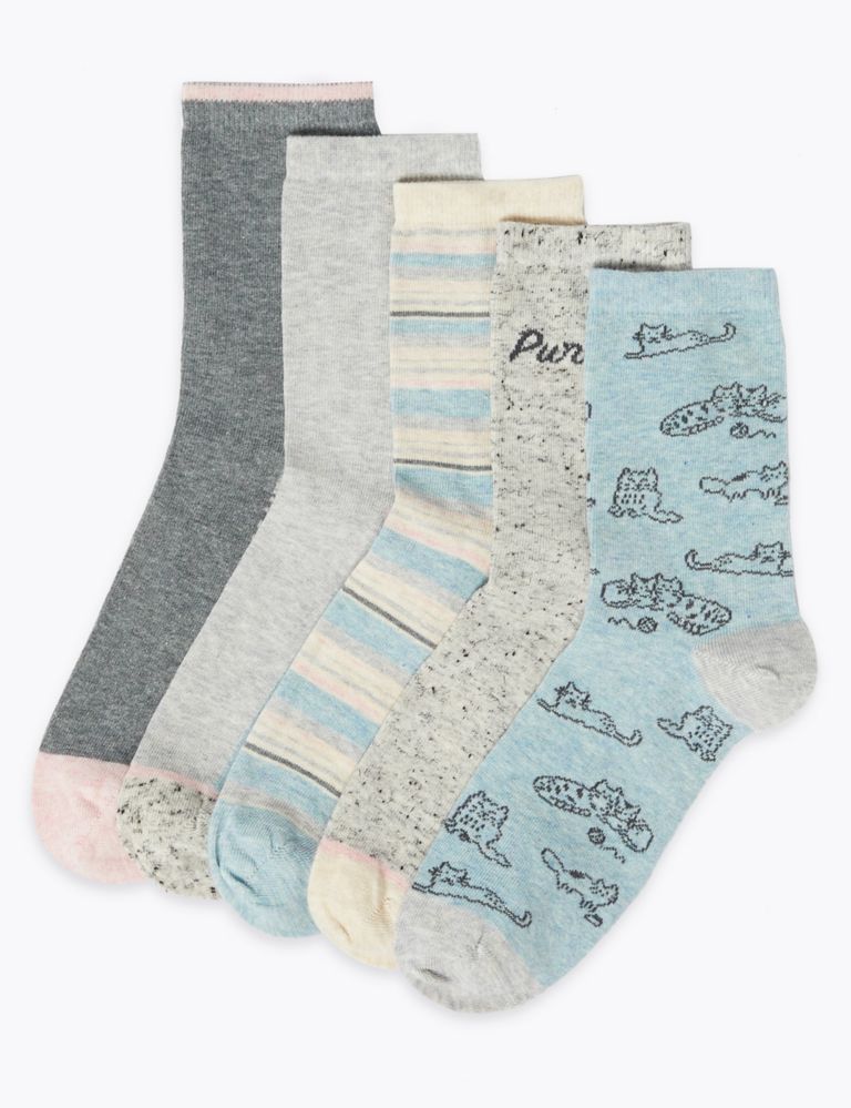 5 Pack Cotton Rich Ankle Socks 2 of 2