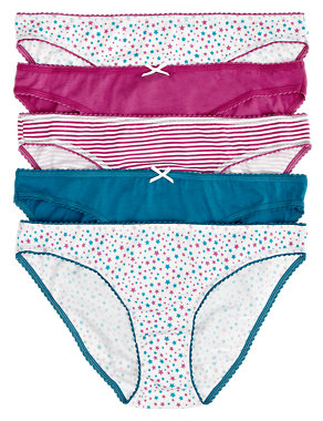 5 Pack Cotton Rich Assorted Bikini Knickers with New & Improved Fabric Image 2 of 3