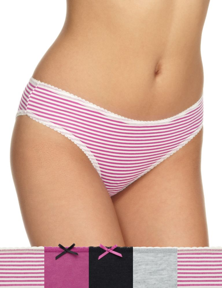 5 Pack Cotton Rich Assorted Brazilian Knickers 1 of 4