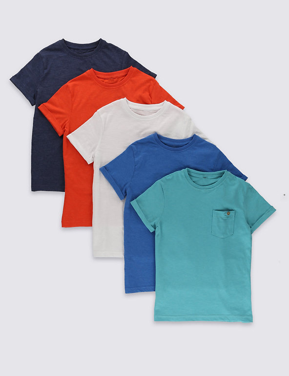 5 Pack Cotton Rich Assorted T-Shirts (5-14 Years) Image 1 of 2