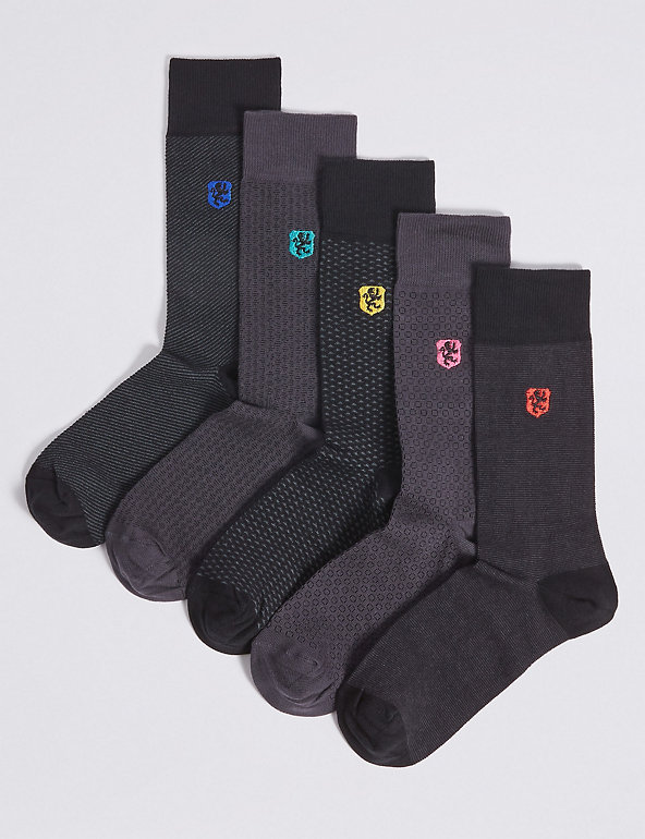 5 Pack Cotton Rich Cool & Freshfeet™ Socks Image 1 of 1