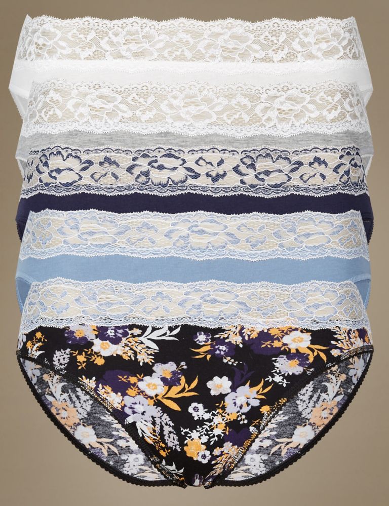5 Pack Cotton Rich High Leg Knickers 1 of 4