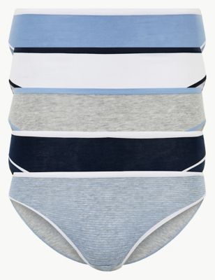 5 Pack Cotton Rich High Leg knickers, M&S Collection
