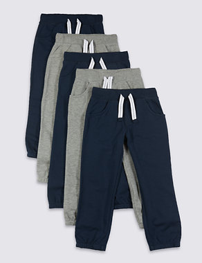 5 Pack Cotton Rich Joggers (1-7 Years) Image 2 of 5