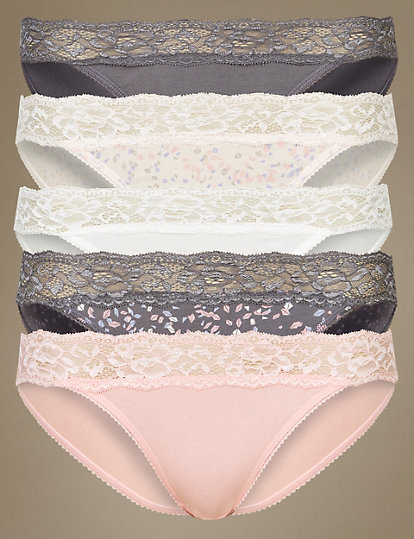 BNWT Ex Marks & Spencer Cotton Rich Lace Thong Size 16 3 Pack 