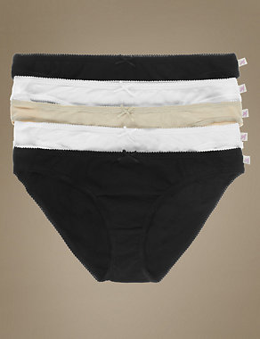 5 Pack Cotton Rich Low Rise Bikini Knickers Image 2 of 4