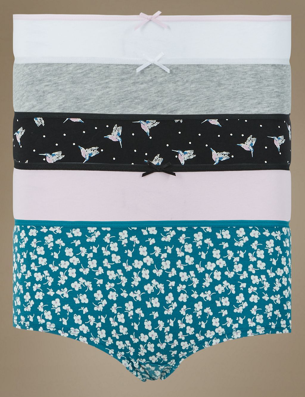 5 Pack Cotton Rich Low Rise Shorts 3 of 4