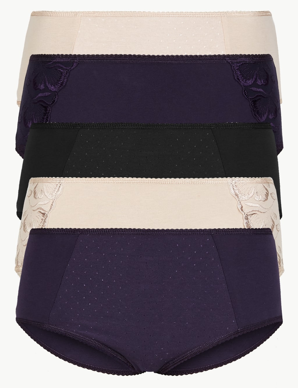 5 Pack Cotton Rich Midi Knickers  1 of 4