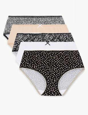 5 Pack Cotton Rich Midi Knickers, M&S Collection