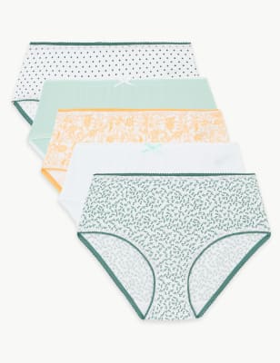 5 Pack Pure Cotton Midi Knickers, M&S Collection