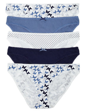 5 Pack Cotton Rich Printed Bikini Knickers with New & Improved Fabric Image 2 of 3