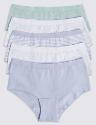 5 Pack Cotton with Stretch Shorts (6-16 Years) Image 1 of 2