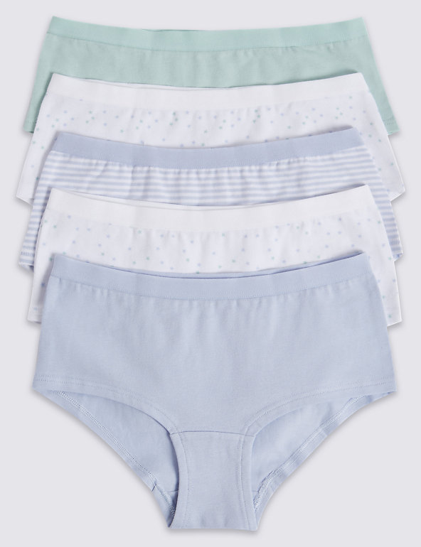 5 Pack Cotton with Stretch Shorts (6-16 Years) Image 1 of 2