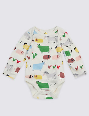 5 Pack Farmyard Pure Cotton Bodysuits Image 2 of 8