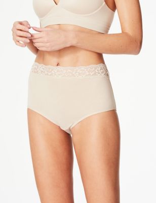 5 Pack Lace High Waisted Full Briefs, M&S Collection