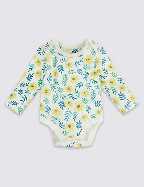 5 Pack Organic Cotton Floral Bodysuits Image 2 of 7