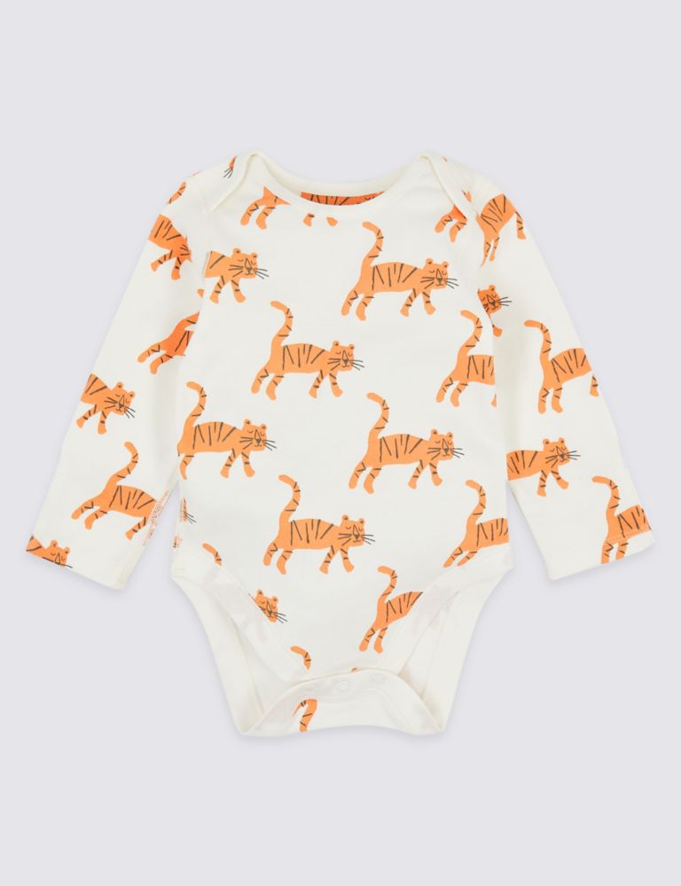 5 Pack Organic Cotton Tiger Bodysuits 3 of 9