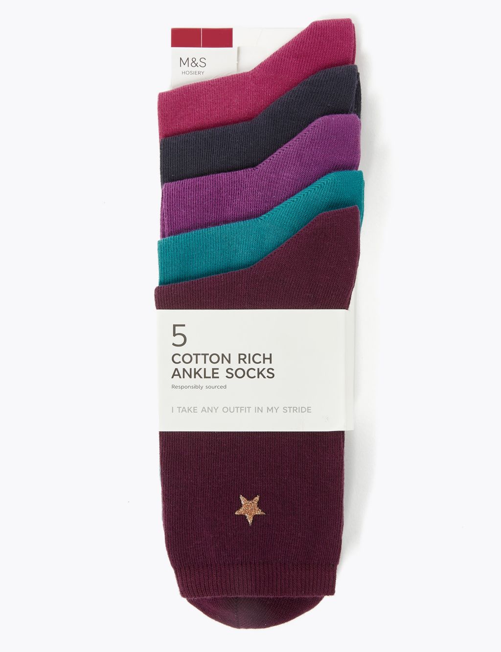 5 Pack Printed Ankle Socks | M&S Collection | M&S