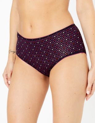 5 Pack Printed Midi Briefs, M&S Collection