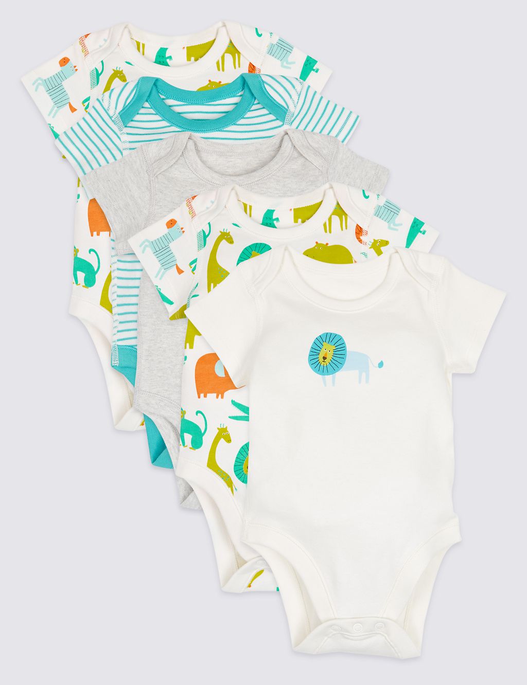 5 Pack Pure Cotton All Over Print Bodysuits 3 of 8