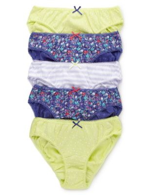 5 Pack Pure Cotton Assorted Bikini Knickers (6-16 Years) Image 1 of 1