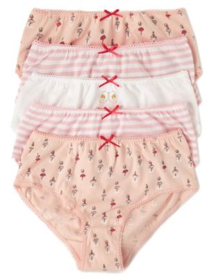 5 Pack Pure Cotton Ballerina Briefs (2-12 Years) Image 1 of 1