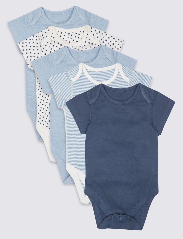 5 Pack Pure Cotton Bodysuits 1 of 7