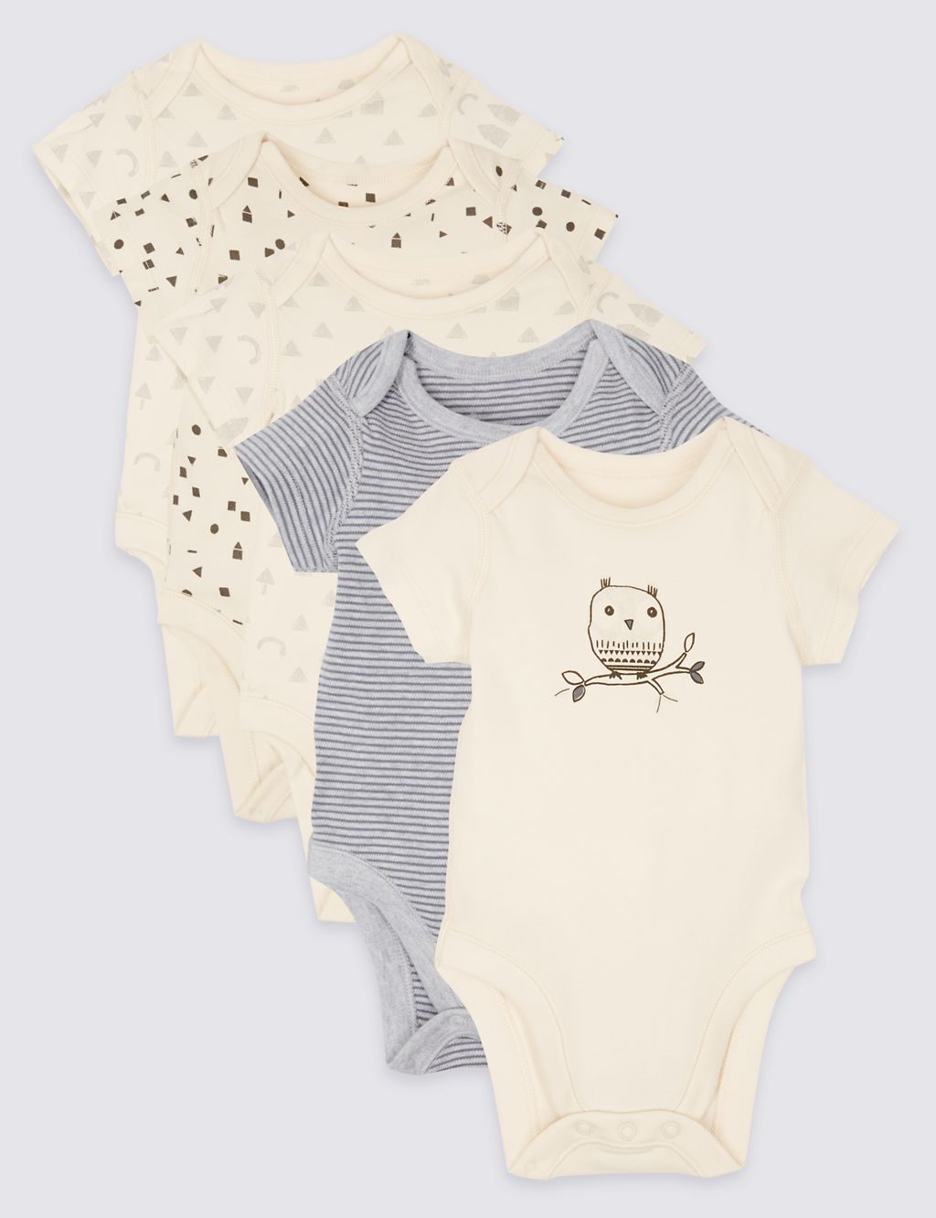 5 Pack Pure Cotton Bodysuits 3 of 9
