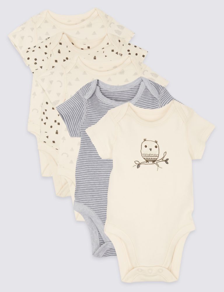 5 Pack Pure Cotton Bodysuits 1 of 9