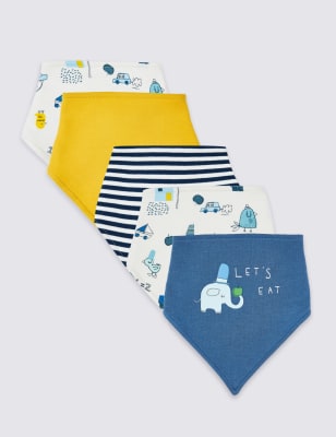 5 Pack Pure Cotton Dribble Bibs M&S