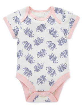 5 Pack Pure Cotton Elephant Bodysuits Image 2 of 4