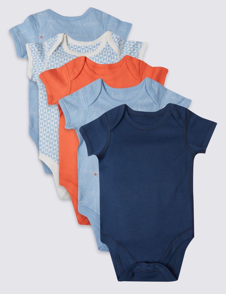 5 Pack Pure Cotton Flat Seams Bodysuits 1 of 7