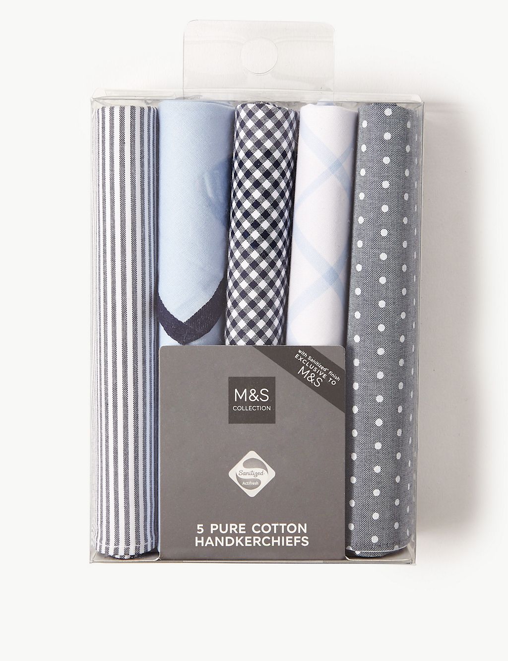 5 Pack Pure Cotton Handkerchiefs with Sanitized Finish® 1 of 2