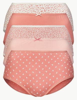 5 Pack Pure Cotton Midi Knickers, M&S Collection