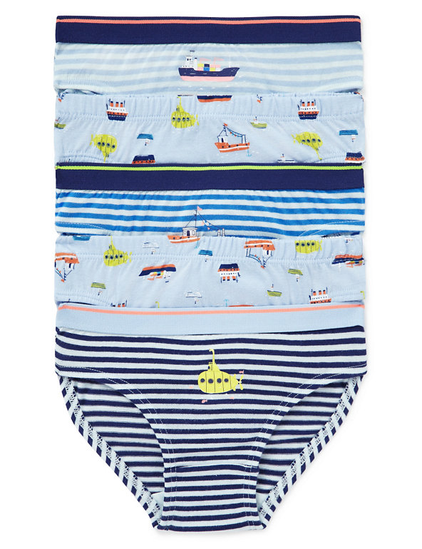 5 Pack Pure Cotton Nautical Assorted Slips (1-7 Years) Image 1 of 1