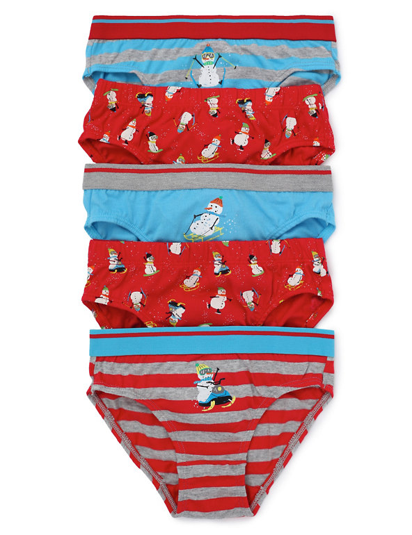 5 Pack Pure Cotton Snowman Slips (1-7 Years) Image 1 of 2