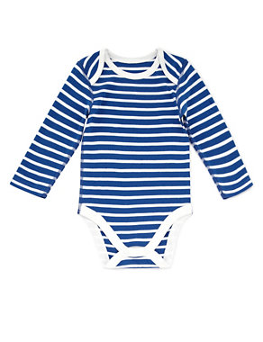 5 Pack Pure Cotton Striped Bodysuits Image 2 of 7