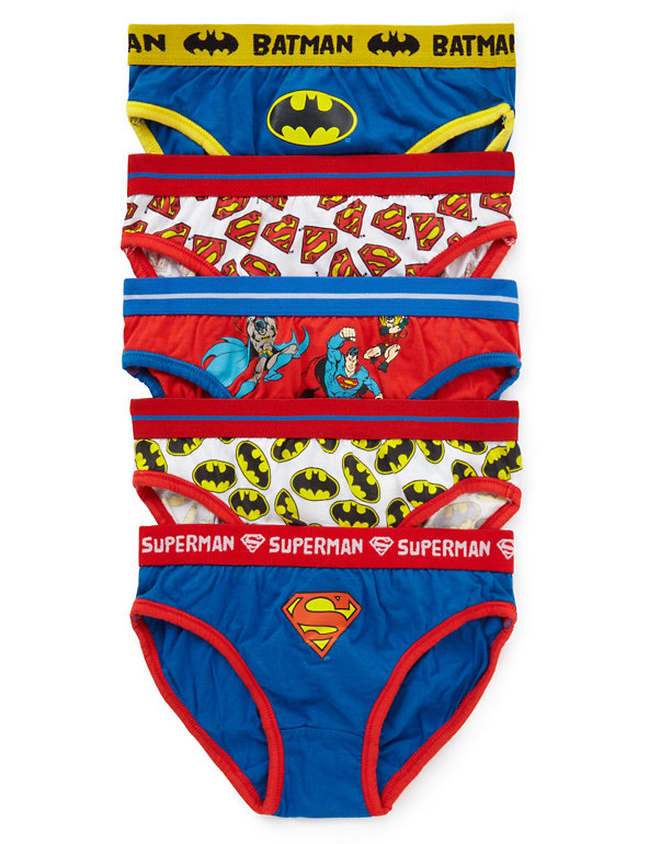 5 Pack Pure Cotton Superman™ & Batman™ Slips (2-8 Years) Image 1 of 1