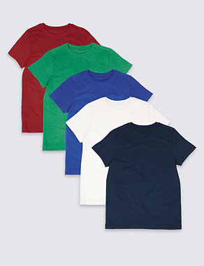 5 Pack Pure Cotton Tops (3-14 Years) Image 2 of 8
