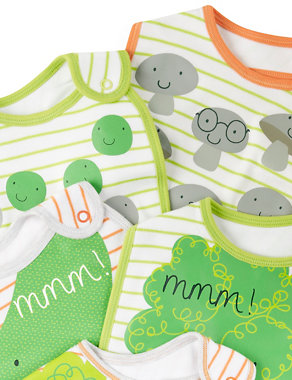 5 Pack Pure Cotton Vegetable Print Bibs Image 2 of 3