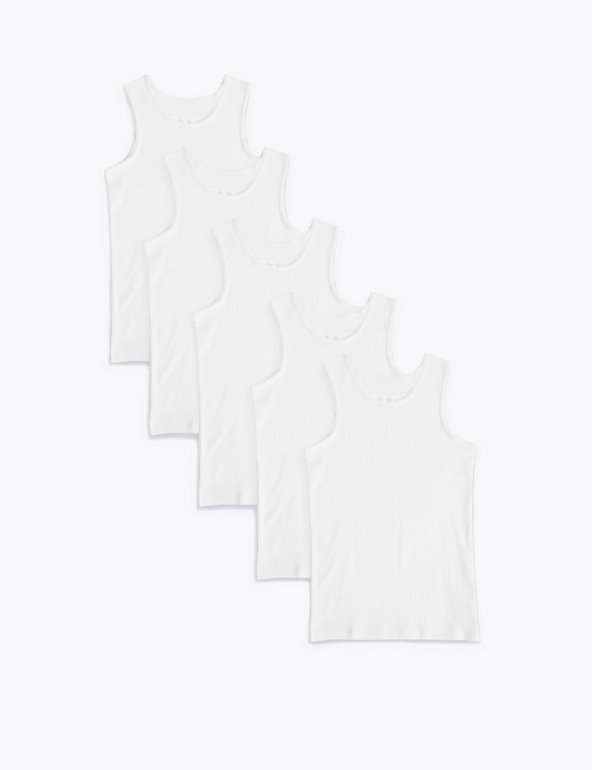 5 Pack Pure Cotton Vests (18 Months - 16 Years) Image 1 of 1