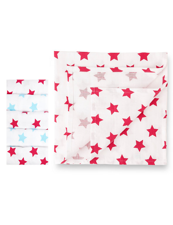 5 Pack Star Muslin Squares Image 1 of 2