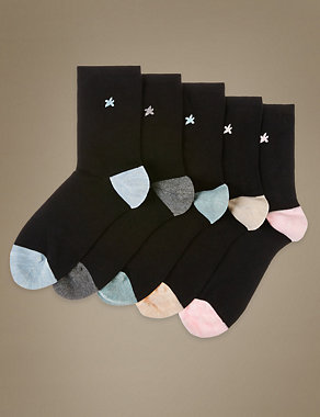 5 Pair Pack Ankle High Socks Image 2 of 3