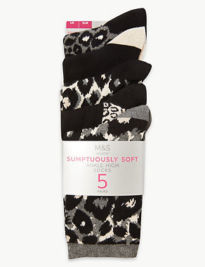 5 Pair Pack Ankle High Socks Image 2 of 3