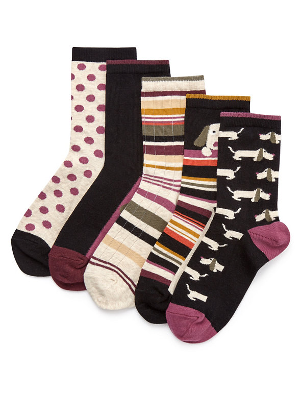 5 Pair Pack Assorted Ankle High Socks | M&S Collection | M&S
